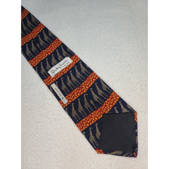 Vicky Davis blue orange giraffe silk tie - Picture 4 of 6